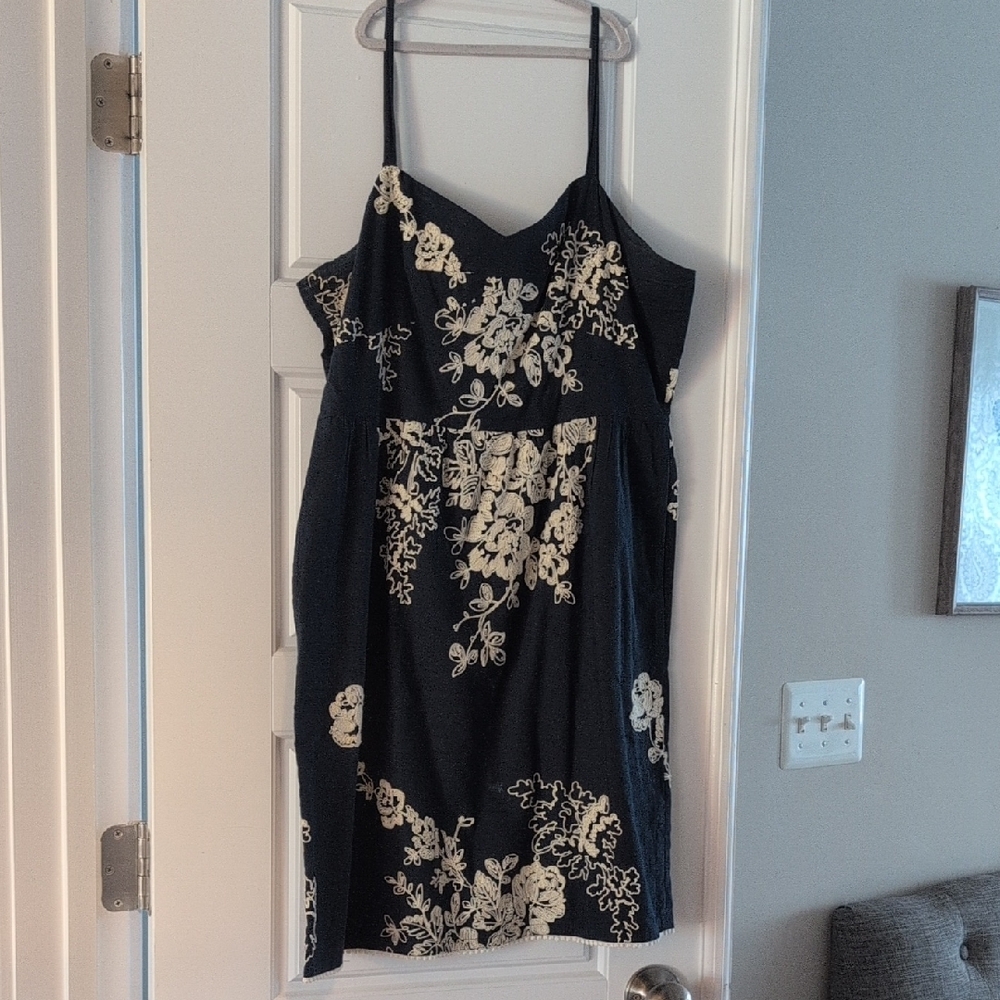 J. Crew Black and Cream Spaghetti Strap Mini Sundress